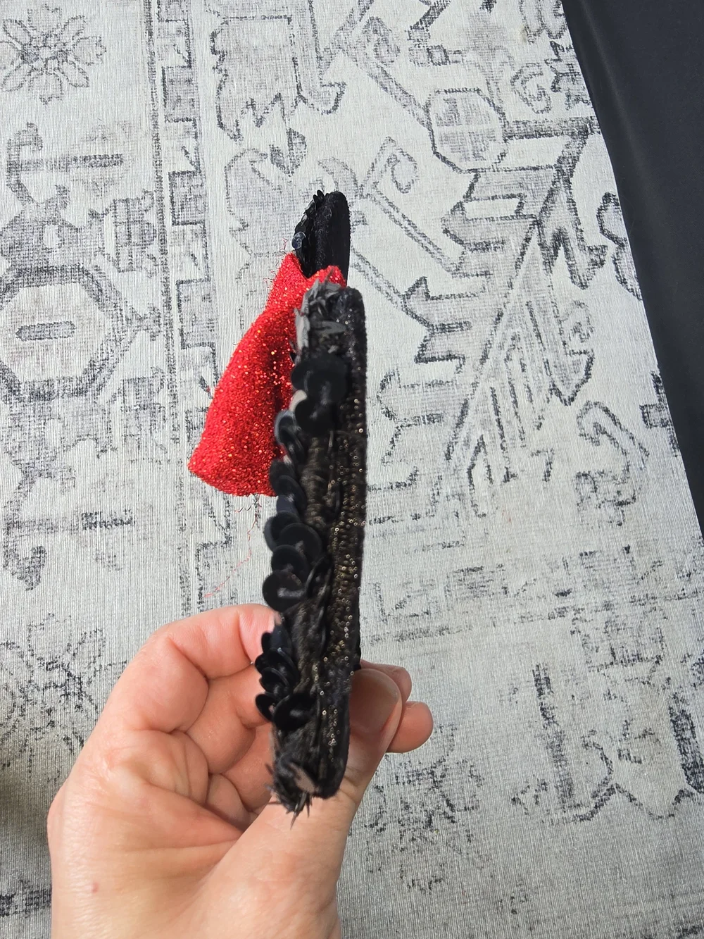 Sequin Minnie Ear Headband with Red Bow